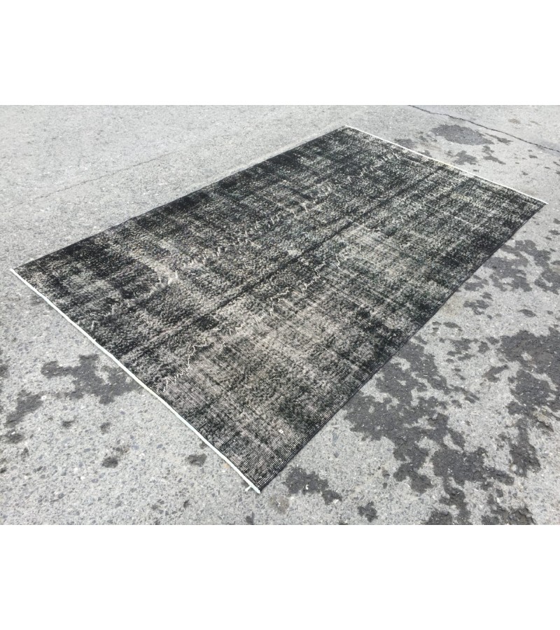 5x8 distressed rug, Area Rug , Black Turkish Rug ,4'6 X 7'8 Handmade Rug for living room