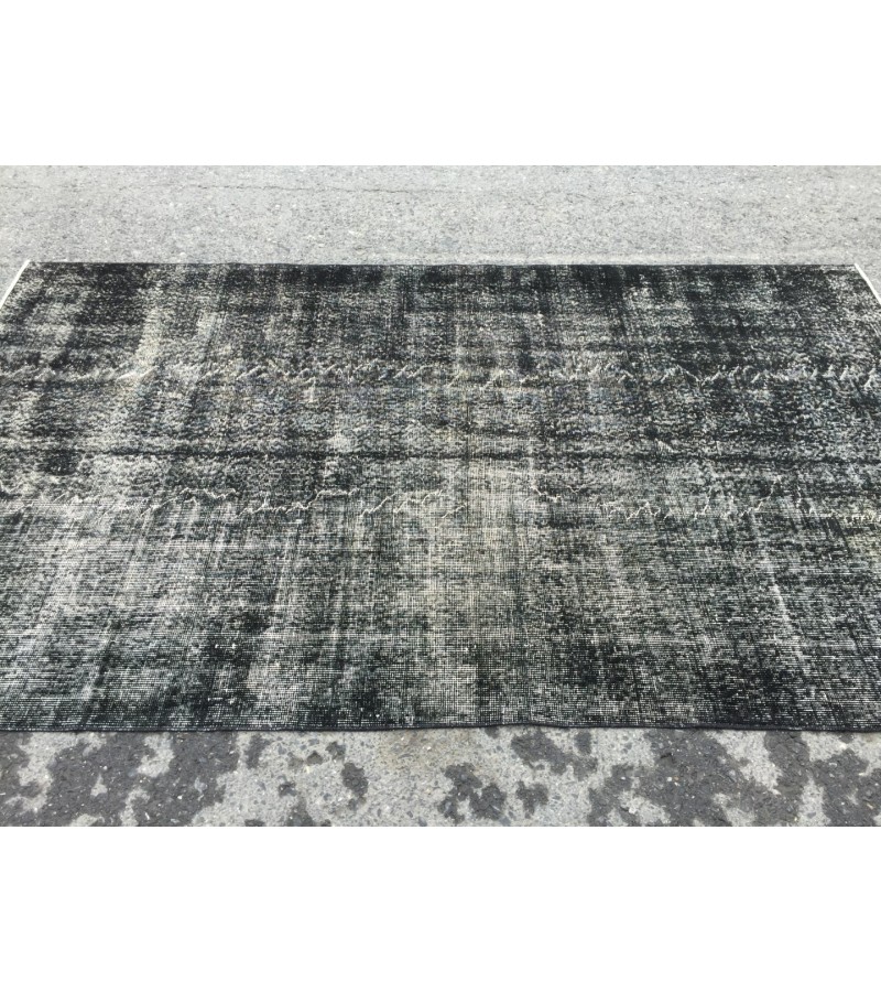 5x8 distressed rug, Area Rug , Black Turkish Rug ,4'6 X 7'8 Handmade Rug for living room