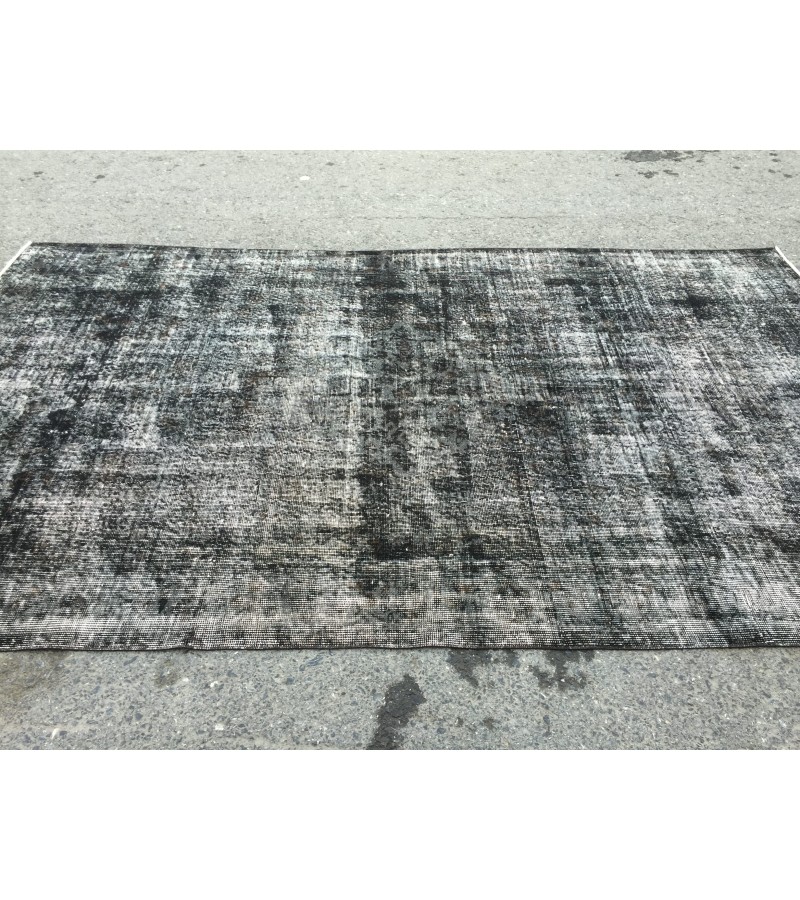 5x9 Black Grey Brown Turkish rug , wool rug, distressed rug, 5'4 X 8'11 Handmade Rug