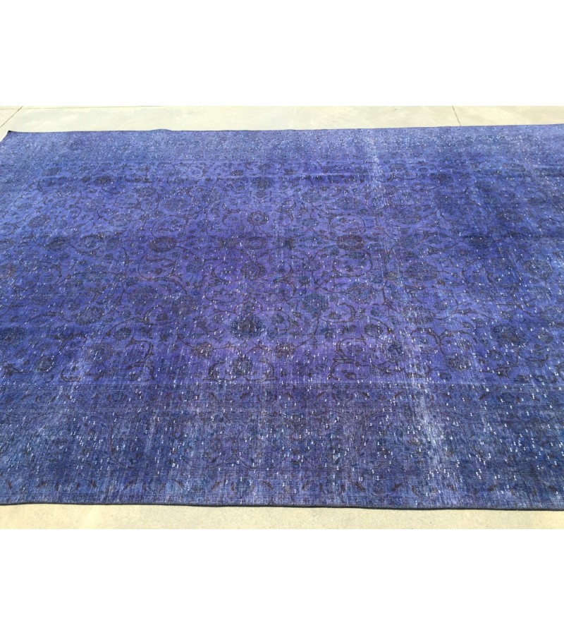 9x12 Purple Rug , Floral Overdyed Area Rug ,8'11 X 12'1 Vintage Bedroom Rug , Turkish Carpet