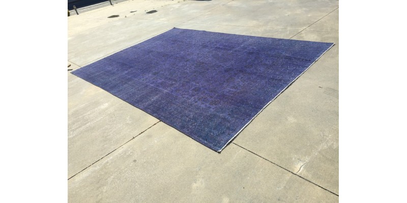 9x12 Purple Rug , Floral Overdyed Area Rug ,8'11 X 12'1 Vintage Bedroom Rug , Turkish Carpet