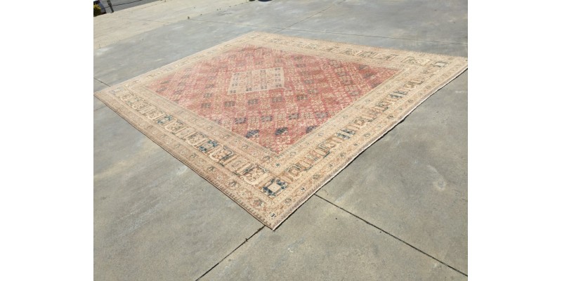 10x13 living room Area rug 9'10 X 12'8 Woven rug , Area Rug vintage , Muted rug , rugs for bedroom