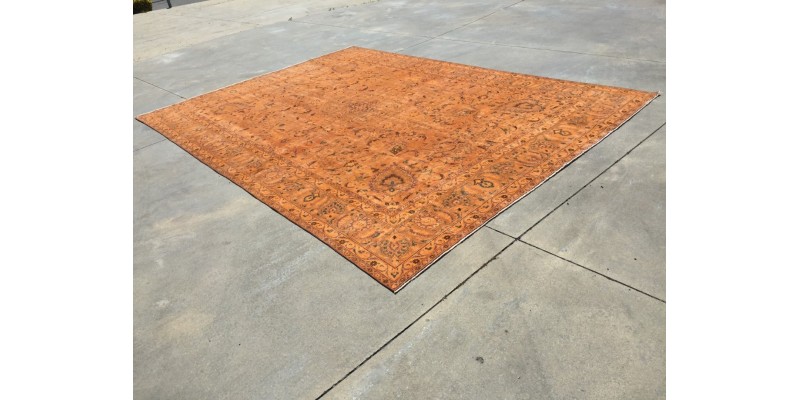 9x13 Vintage Rug, Orange Turkish Area Rug, Bedroom Rug, 9'3 X 12'8 Living Room Rug, Boho Rug, Antique Rug