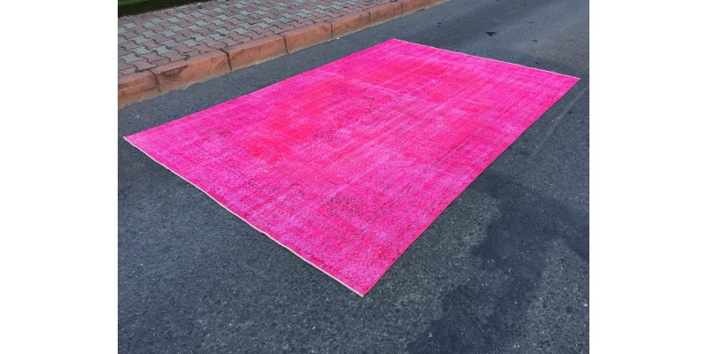 6x10 distressed pink blue rug, bedroom Rug, Handmade Rug, 6'5 X 9'9 vintage Rug