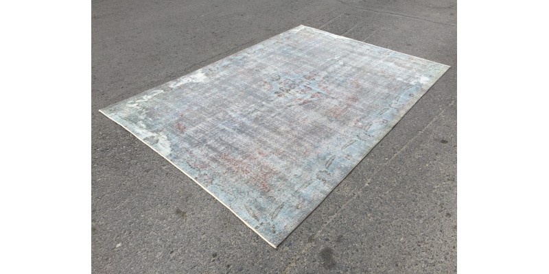 6x9 distressed bedroom rug , Handmade rug , vintage rug , 5'11 X 8'6 Grey Blue Rug