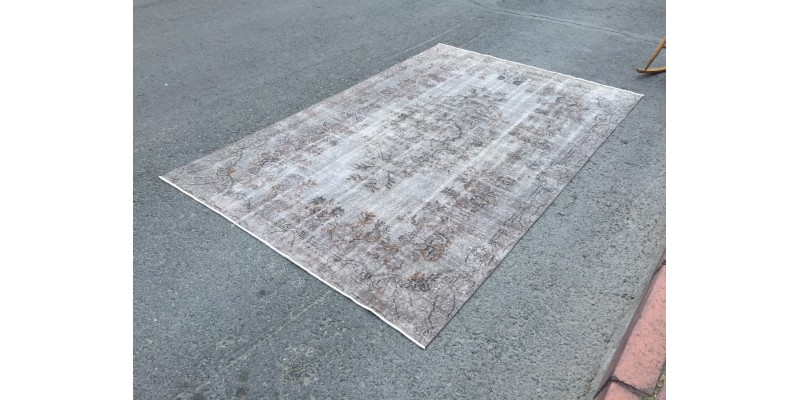 6x10 hand woven rug, grey brown office rug, Turkish rug ,6'1 X 9'6 Handmade Rug