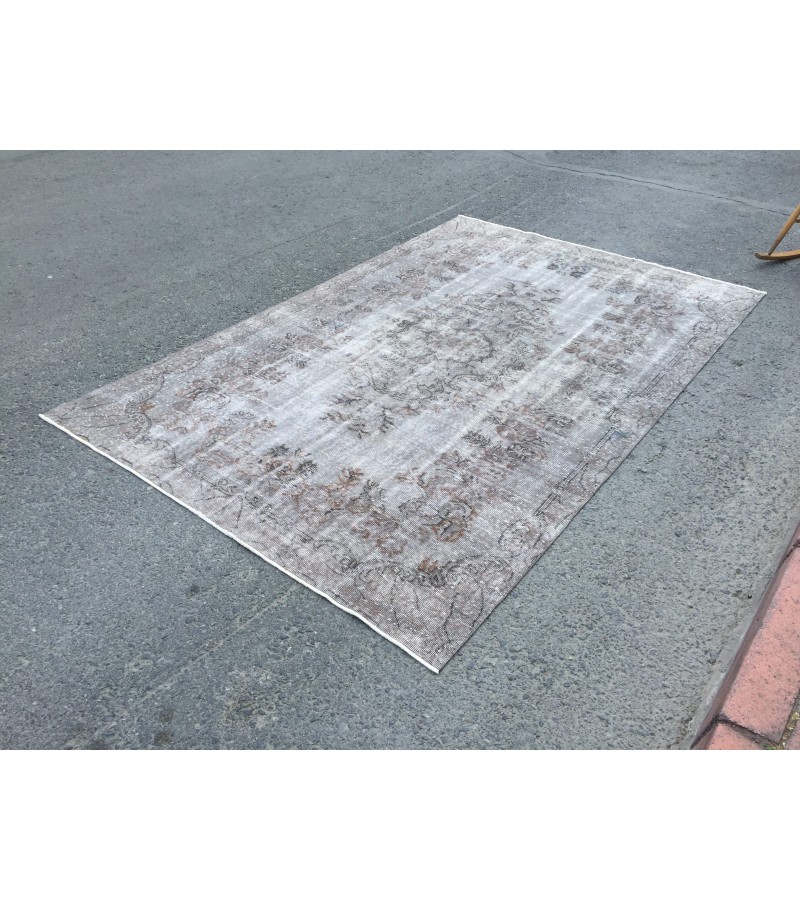 6x10 hand woven rug, grey brown office rug, Turkish rug ,6'1 X 9'6 Handmade Rug