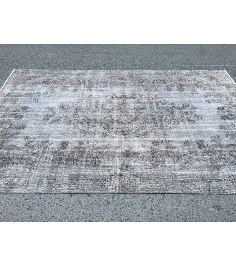 6x10 hand woven rug, grey brown office rug, Turkish rug ,6'1 X 9'6 Handmade Rug