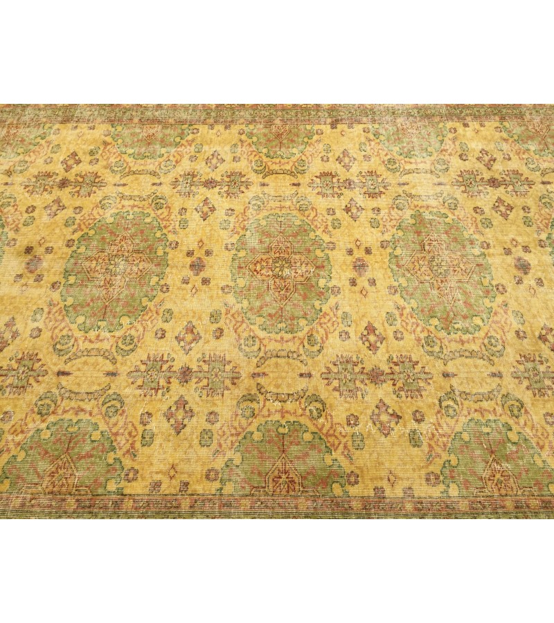 7x10 yellow green bedroom rug, abstract rug, 6'6 X 9'7 hand woven rug, area rug