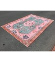 7x10 rug for living room, hand woven rug, , 7'1 X 9'11 Turkish green pink orange area rug