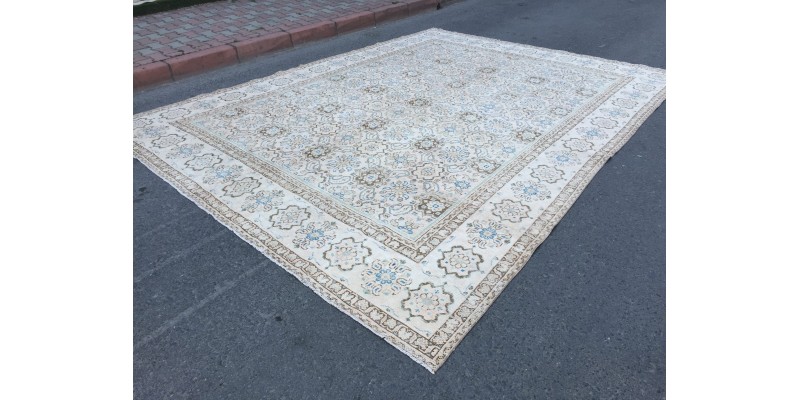 10x13 retro area rug, Persian living room rug, 9'6 X 12'7 woven rug