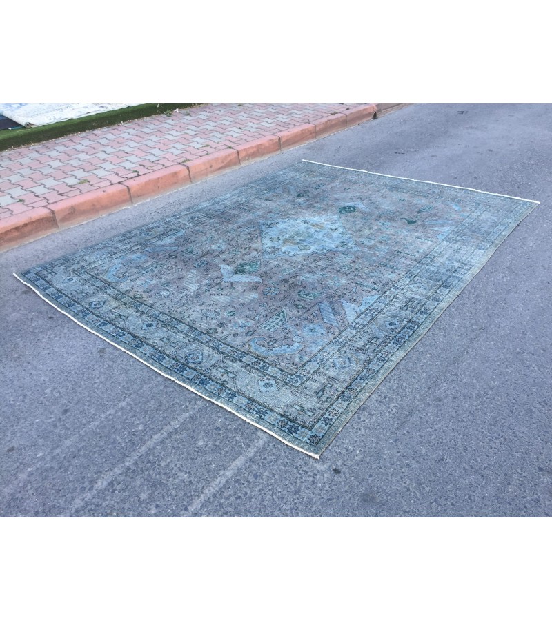 8x10 vintage nomadic rug, distressed rug, rug for living room, 7'6 X 10'3 Area Rug