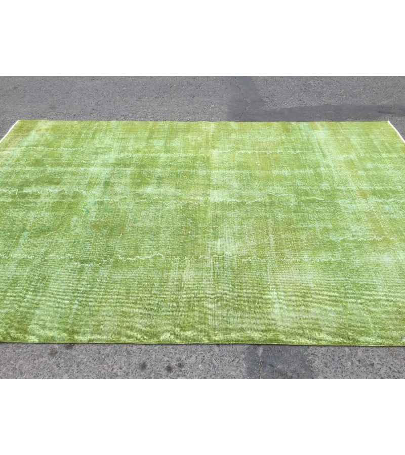 6x10 simple pattern green rug, dining room rug, bed plan rug, 6'5 X 9'10 Boho rug