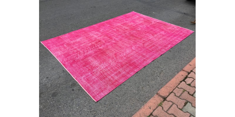 7x10 simple pink area rug, oriental rug, pink rug ,6'9 X 9'10 dining room rug