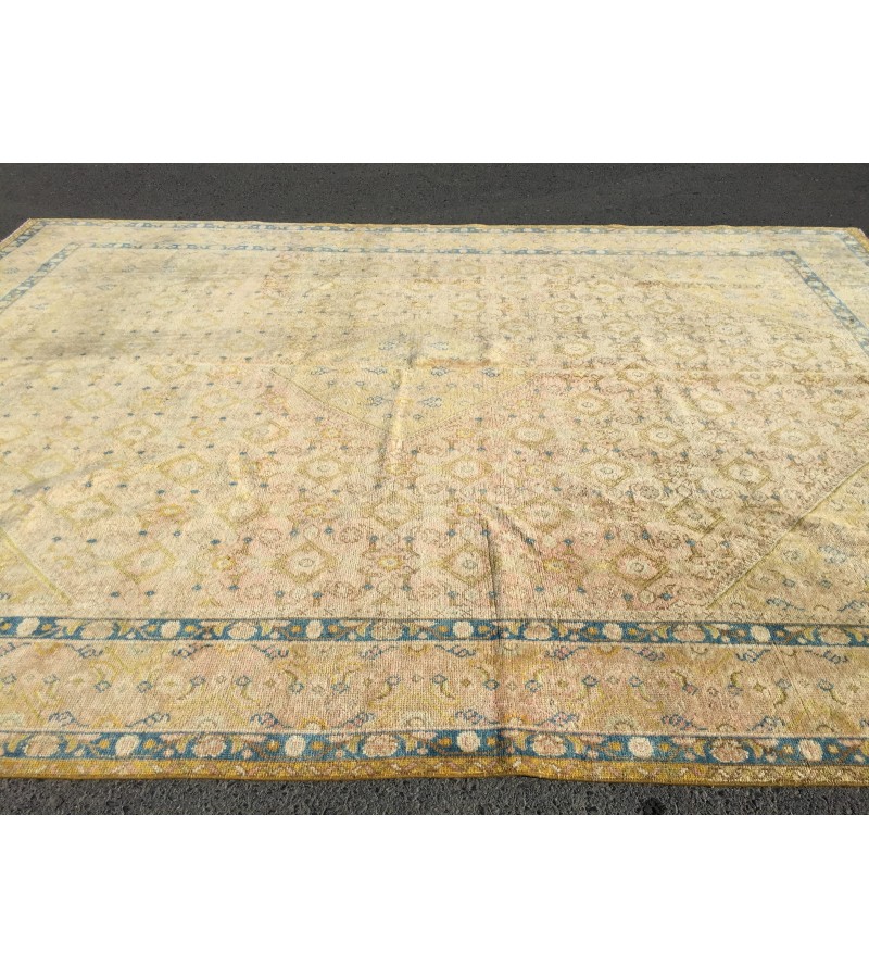 9x13 hand knotted vintage rug, Living room rugs , handmade area rug, 9'3 x 12'8 beige vintage rug