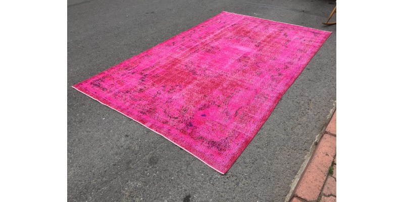 7x11 pink bedroom rug, boho rug, wool pink rug, 6'10 X 11' woven rug