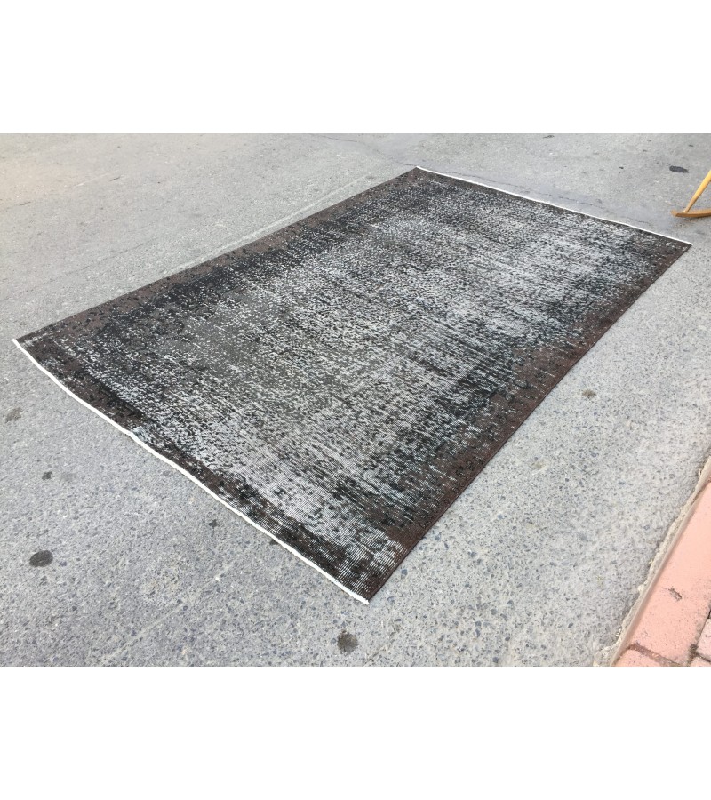 6x10 Turkish handmade rug, black brown rug, 6'3 X 9'6 rug for living room