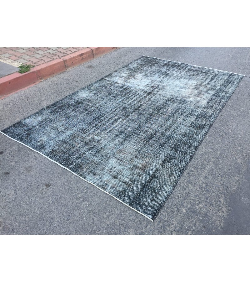 6x9 vintage bed plan rug, dark decor rug, distressed rug, 5'9 X 9'3 Handmade Rug