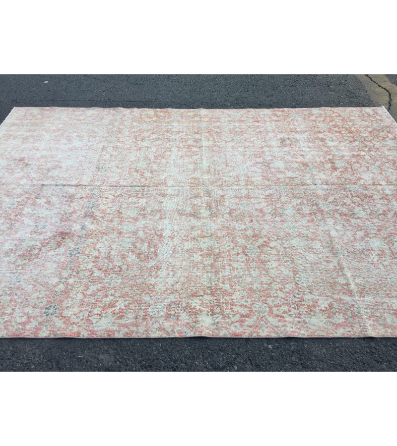 7x10 faded pattern rug, Handmade rug, area rug, 6'7 X 9'11 Vintage rug, Living room rug