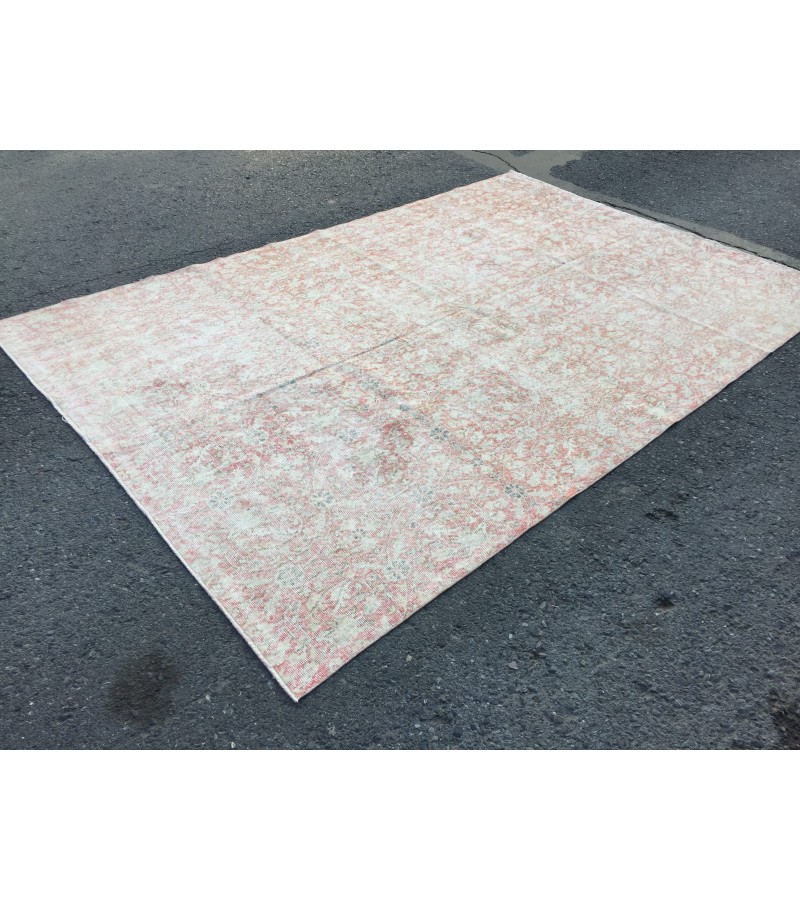 7x10 faded pattern rug, Handmade rug, area rug, 6'7 X 9'11 Vintage rug, Living room rug