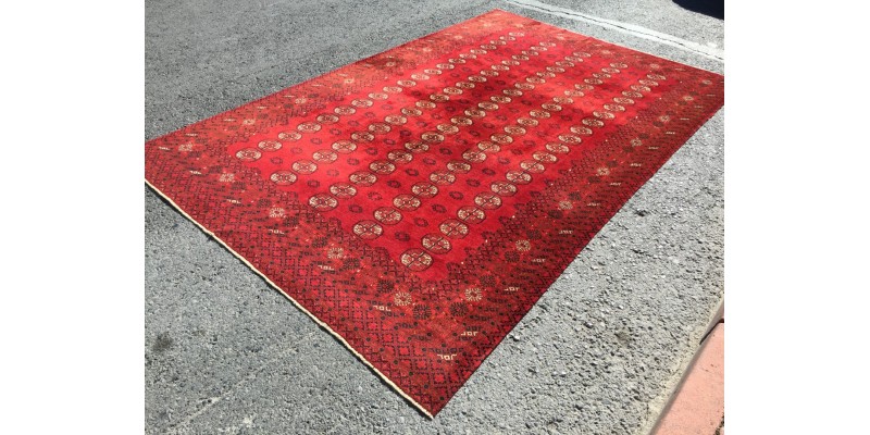 Vintage red rug 7x11 ,Salon rug , Afghan rug , Soft pile rug 6'11 X 10'8 , living room rug , boho rug