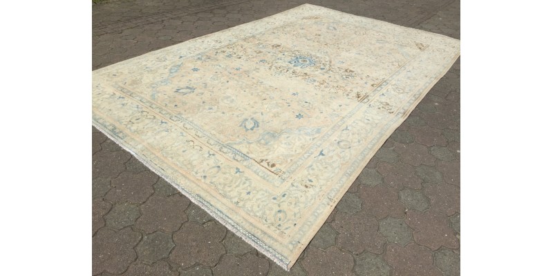 8x13 Vintage Handmade Area Rug , Oushak Turkish Rug 8'4 X 13'4 Beige Persian Rug