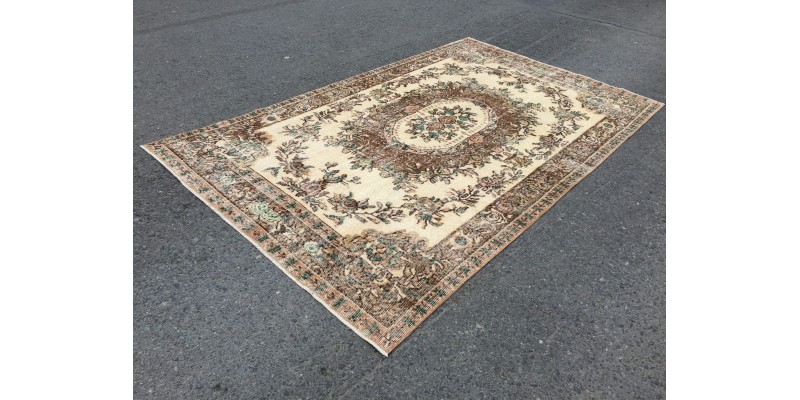 6x9 handmade Turkish rug, Vintage rug, Wool rug, 6'4 X 9'1 bedroom rug