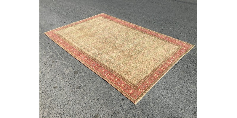 6x9 beige red dining room rug, retro minimal rug, 6'3 X 9'4 area rug