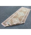 Wonderfull woven runner 3.5x10 ,brown pink Runner rug , turkish oushak runner , 3'5 X 10' vintage long rug