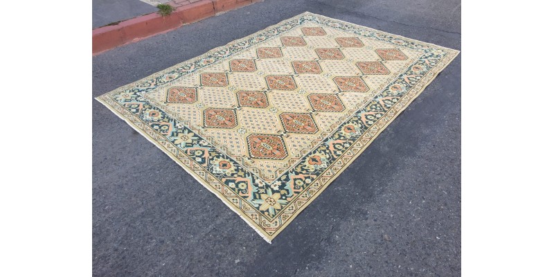 6x9 geometric unique rug, retro rug, woven rug , 6'4 X 9'1 Rug for living room