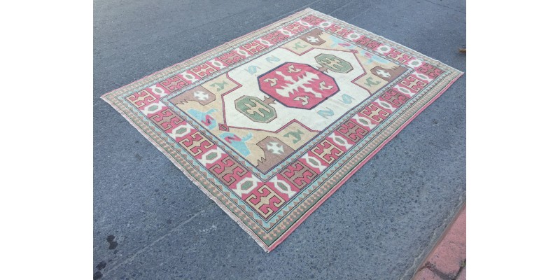 6x8 geometric hand woven rug, Vintage rug, Bedroom Rug , 6'2 X 8'3 Living room rug