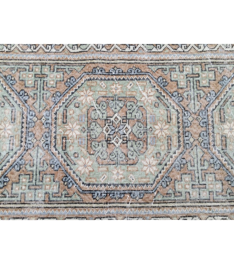 3x14 Woven Turkish Runner, Geometric hallway rug, 2'8 X 13'8 Handmade vintage runner