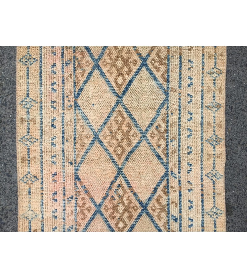3x12 retro geometric runner, distressed runner, corridor rug , 2'7 X 12'2 kitchen runner