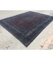 10x13 retro handmade rug, dark red blue rug, rug for living room, 9'7 X 12'6 Area Rug