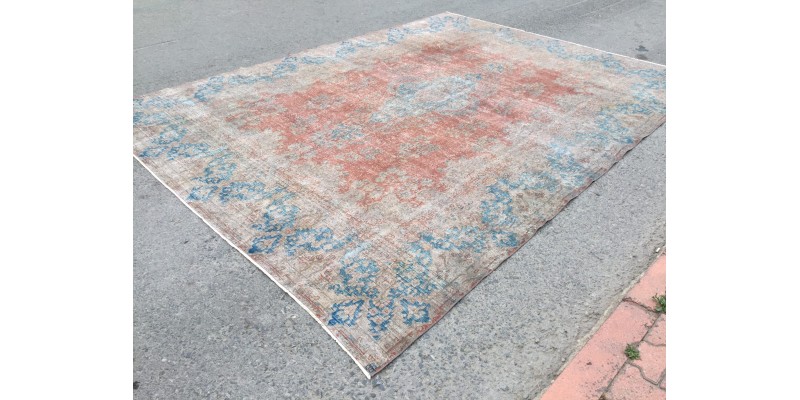 9x13 oversize hand woven rug, red brown blue rug, Boho Rug, 9'3 X 12'7 Bedroom Rug