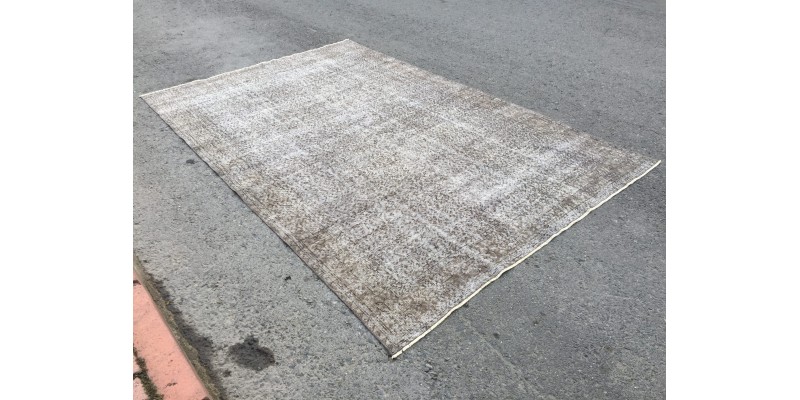 7x10 vintage area rug, woven bed plan rug, 6'8 X 10'1 Turkish living room rug
