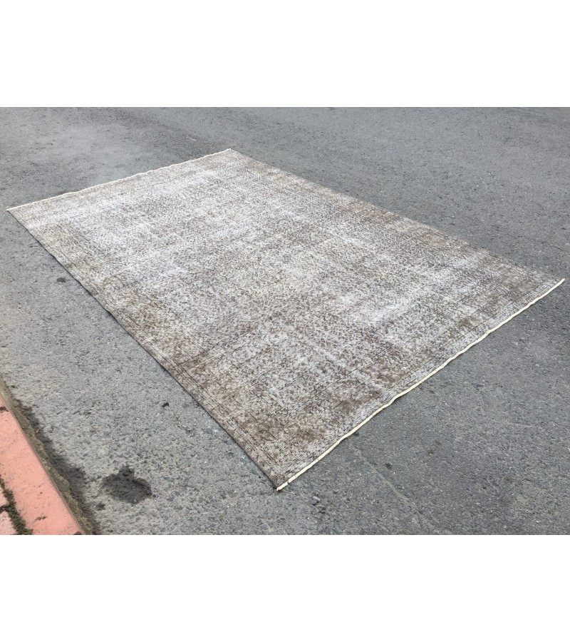 7x10 vintage area rug, woven bed plan rug, 6'8 X 10'1 Turkish living room rug