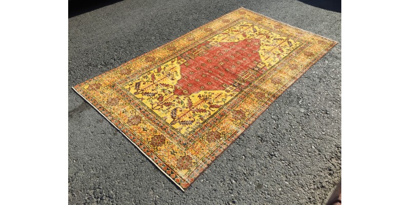 Farmhouse rug 5x8 Hand knotted rug, Distressed rug ,Turkish wool rug 4'9 x 8'4 Neutral Bohemian rug, Oversize rug