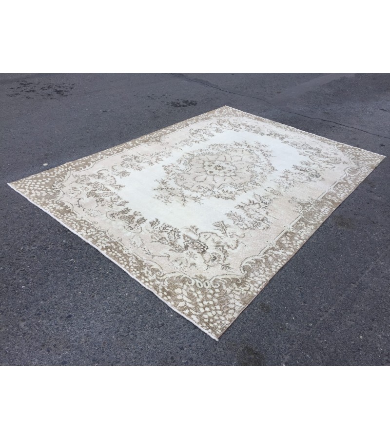 7x9 rustic Turkish rug, bedroom rug, Hand knotted Rug , Wool Rug, 6'7 X 9'2 retro rug