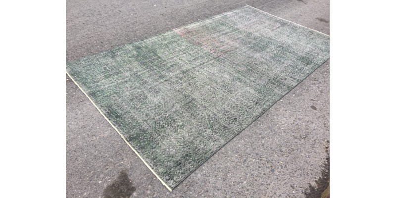 6x10 distressed green gray rug, Vintage turkish rug , Living room rug ,5'10 X 10' boho Rug