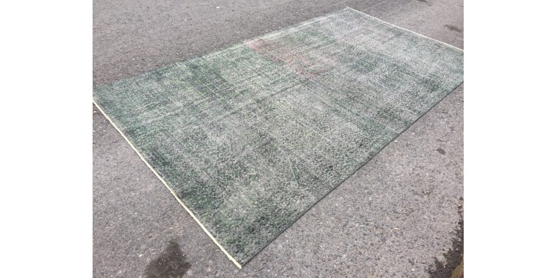 6x10 distressed green gray rug, Vintage turkish rug , Living room rug ,5'10 X 10' boho Rug