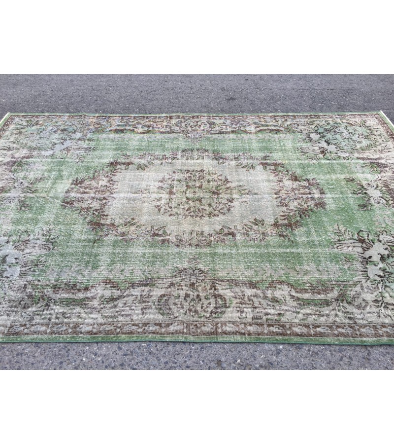 6x10 green gray bedroom rug, Vintage turkish rug , Living room rug , 6'5 X 10' boho Rug