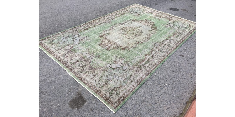 6x10 green gray bedroom rug, Vintage turkish rug , Living room rug , 6'5 X 10' boho Rug