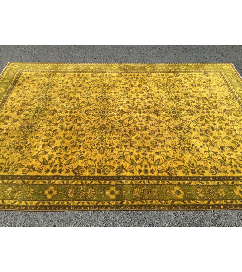 8x10 Wool Yellow Green Oushak Rug , 7x10 Handmade Area rug , 6'11 x 10'1 Turkish Rug