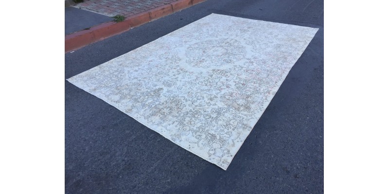 7x11 distressed beige rug, home decor rug, 6'11 X 10'6 bed plan rug