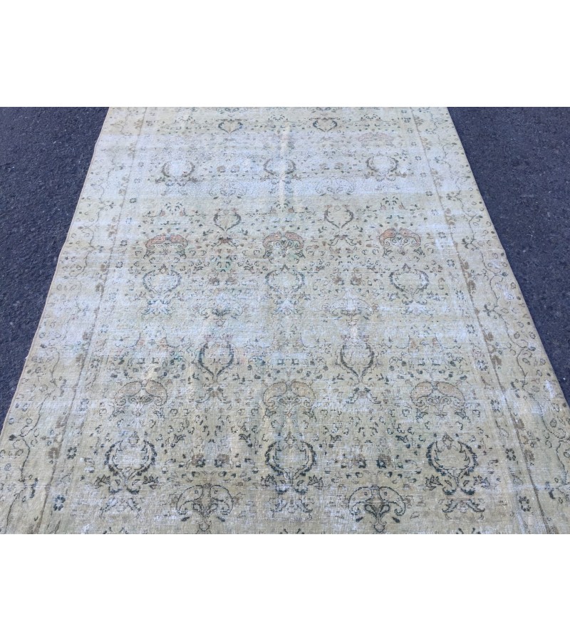 5x8 beige kitchen rug, bed plan rug, Turkish handmade rug, 4'8 X 7'5 retro rug