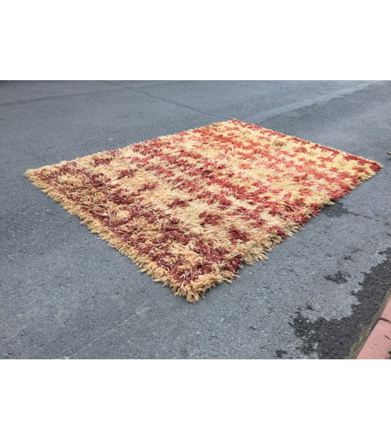 Shaggy Rug 8x11 , Moroccan Rug , Muted Throw rug , 7'7 X 10'10 Tulu Turkish Rug , Nomadic Rug , Soft rug