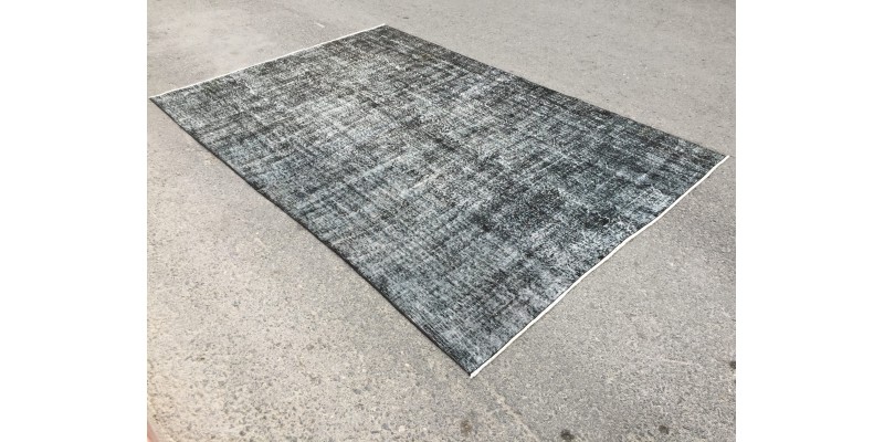 7x10 Black Turkish Rug , faded bedroom rug, 6'11 X 10'3 Rug for living room
