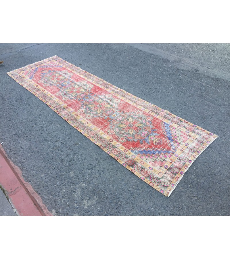 3x10 distressed vintage runner, entryway runner, 3'1 X 9'10 woven runner