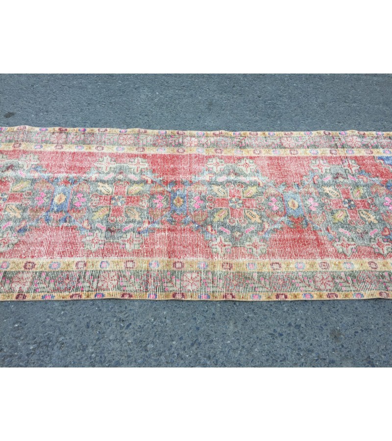 3x10 distressed vintage runner, entryway runner, 3'1 X 9'10 woven runner